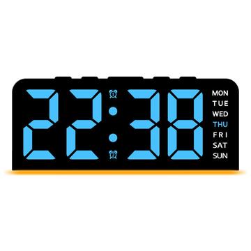 Despertador digital LED GH9001 com data - Preto / Luz azul