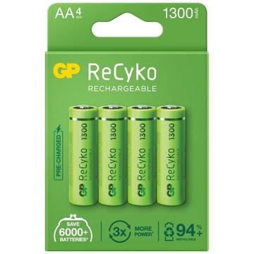 Pilhas AA recarregáveis GP ReCyko 1300 1300mAh - 4 unidades.