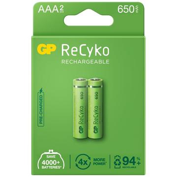 Pilhas AAA recarregáveis GP ReCyko 650 650mAh - 2 peças.