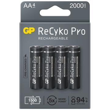 Pilhas AA recarregáveis GP ReCyko Pro 2000mAh - 4 peças.