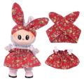 Conjunto de vestido e bandolete para festa no jardim para Labubu Mini Figure 17cm - Vermelho