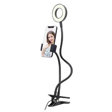 Gembird LED Selfie Ring Light com suporte para telemóvel - Preto