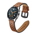 Bracelete Perfurada de Pele Genuína para Huawei Watch GT - Castanho