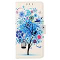 Bolsa Tipo Carteira Glam para Huawei Nova 10 Pro - Árvore florida / Azul