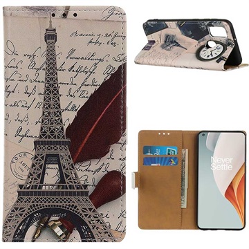 Bolsa Tipo carteira da Série Glam para OnePlus Nord N100 - Torre Eiffel