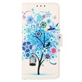 Bolsa Tipo Carteira Glam para Samsung Galaxy A03 Core - Árvore Florida / Azul