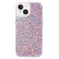 Capa de TPU Glitter Flakes para iPhone 15 - Cor-de-Rosa