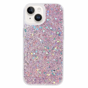 Capa de TPU Glitter Flakes para iPhone 15 Plus