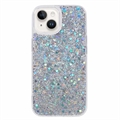 Capa de TPU Glitter Flakes para iPhone 15 Plus - Prateado