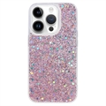 Capa de TPU Glitter Flakes para iPhone 15 Pro - Cor-de-Rosa