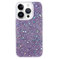 Capa de TPU Glitter Flakes para iPhone 15 Pro - Púrpura