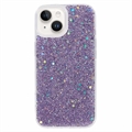 Capa de TPU Glitter Flakes para iPhone 15 - Púrpura