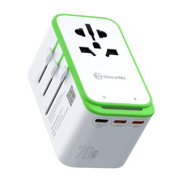 Adaptador de viagem GlocalMe RoamPlug com ponto de acesso Wi-Fi 4G/LTE - 70W - Branco