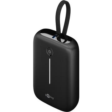Goobay Banco de potência de 10000mAh com cabo USB-C integrado - 20W - Preto