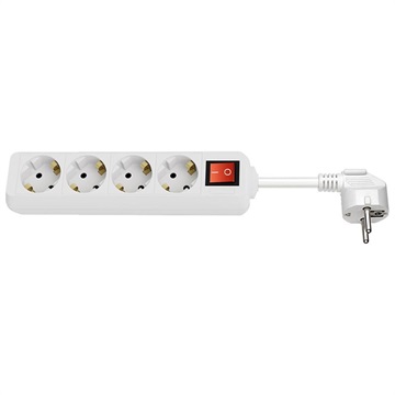Extensão de tomada Goobay AC com Interruptor - 4 x Tomadas EU - 1.5M - Branco