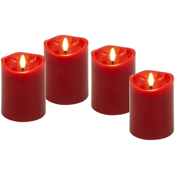 Goobay Velas de cera reais LED com pavio 3D e função de temporizador - 4 peças - Vermelho