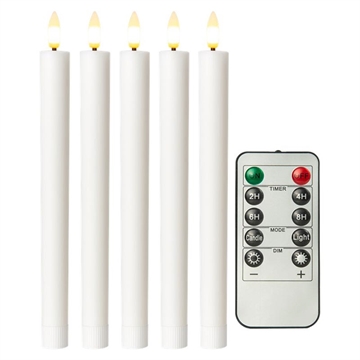 Goobay Velas Finas de Cera Real LED com Controlo Remoto - 5 Pcs. - Branco