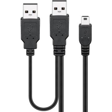 Cabo Y Mini USB Goobay - 0,6 m - Preto