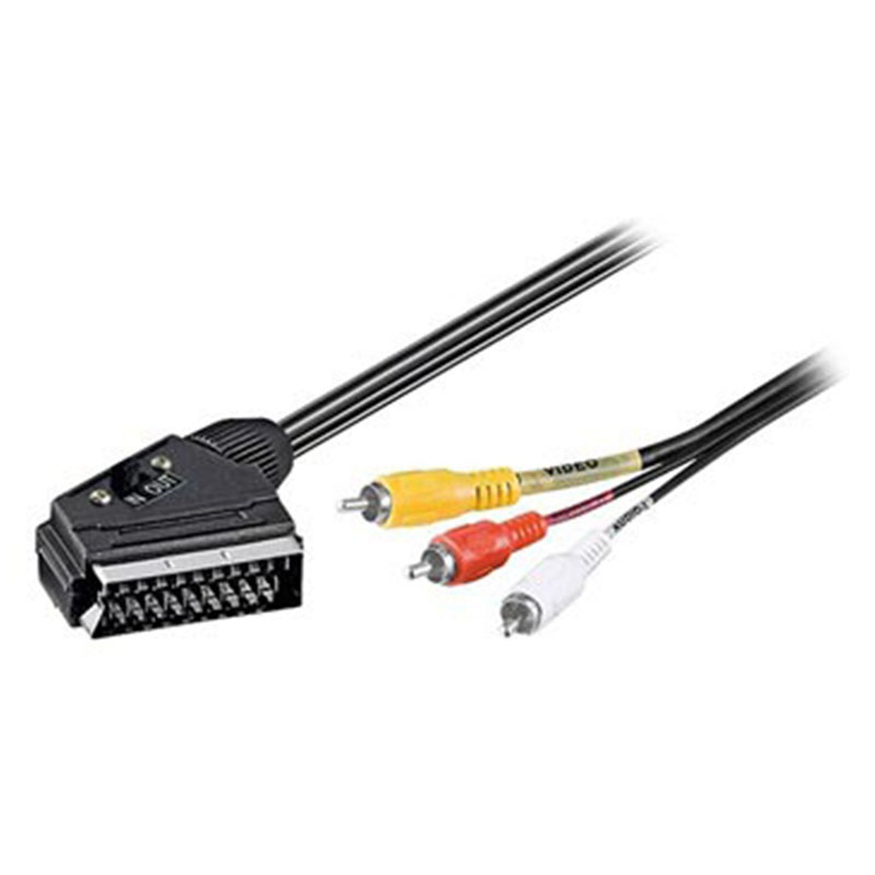 SCART with In Out Switch to 3 RCA Phono Composite Audio Video AV TV Cable 1.5m SCART with In Out Switch to 3 RCA Phono Composite Audio Video AV TV Cable 1.5m
