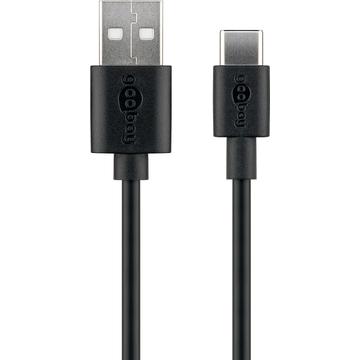 Cabo USB-C Goobay 2m - USB-C/USB-A - Preto