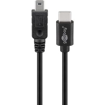 Cabo USB-C para Mini USB-B Goobay - 0,5 m, USB 2.0 - Preto