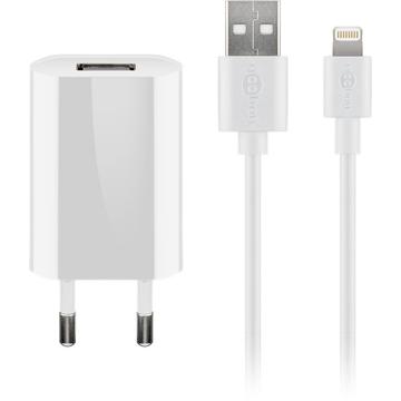 Carregador USB Goobay com cabo Lightning - Certificado MFi - Branco