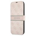 Bolsa Tipo Flip Guess 4G Printed Stripe para iPhone 13 - Cor-de-Rosa