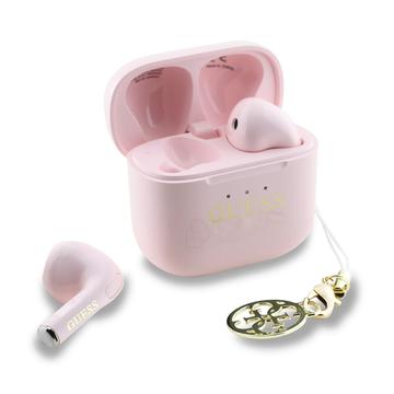 Auscultadores True Wireless Guess Charm com efeito brilhante e impressão do logótipo clássico - Rosa