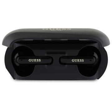 Auscultadores sem fios com estojo de carregamento Guess Elongated Metallic Printed Logo - Preto
