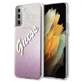 Bolsa Guess Glitter Gradient Script para Samsung Galaxy S21+ 5G - Cor-de-Rosa