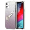 Bolsa Guess Glitter Gradient Script para iPhone 12 Mini - Cor-de-Rosa