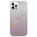 Bolsa Guess Glitter Gradient Script para iPhone 12/12 Pro - Cor-de-Rosa