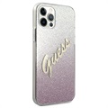 Bolsa Guess Glitter Gradient Script para iPhone 12/12 Pro - Cor-de-Rosa