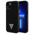 Capa Guess Rhinestones Triangle Metal Logo para iPhone 15 - Preto