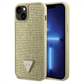 Capa Guess Rhinestones Triangle Metal Logo para iPhone 15 - Dourado