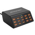 Estação de carregamento USB de 15 portas HW15 com ecrã digital - 100W - Preto