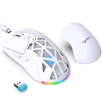 Rato sem fios retroiluminado HXSJ T26 RGB / Rato Bluetooth 4800 DPI - Branco