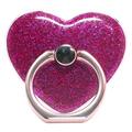 Suporte de anel com brilho em formato de coração para suporte de celular com fivela de metal para smartphone - Rosa