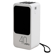 Hepu XL HP210 40000mAh Power Bank com cabos USB-C/Lightning/USB-A/MicroUSB - Branco