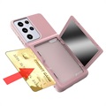 Capa Híbrida com Espelho Secreto para Samsung Galaxy S21 Ultra 5G - Cor-de-Rosa