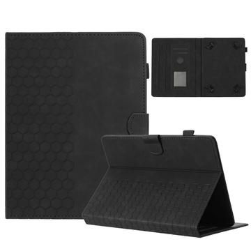 Capa universal para tablet com padrão favo de mel e ranhuras para cartões - 10" - Preto