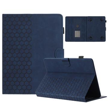 Capa universal para tablet com padrão favo de mel e ranhuras para cartões - 10" - Azul escuro