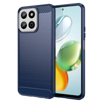 Capa de TPU Escovado para Honor 200 Smart/X7c 4G/5G - Fibra de Carbono - Azul