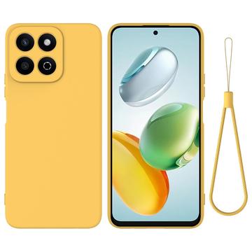Capa de silicone líquido com correia de mão para Honor 200 Smart/X7c 4G/5G - Amarelo