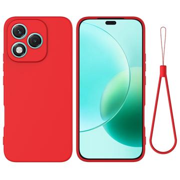 Capa de silicone líquido com correia de mão para Honor 400 Lite - Vermelho