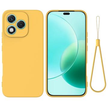 Capa de silicone líquido com correia de mão para Honor 400 Lite - Amarelo