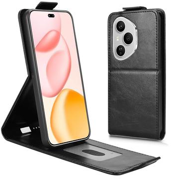 Capa flip vertical com suporte para Honor 400 Pro - Preto
