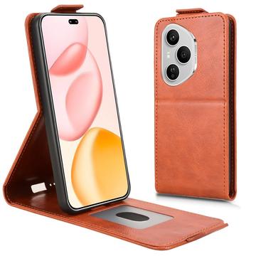 Capa flip vertical com suporte para Honor 400 Pro - Castanho