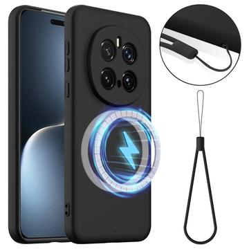 Capa de silicone líquido para Honor Magic7 Pro - Compatível com MagSafe - Preta