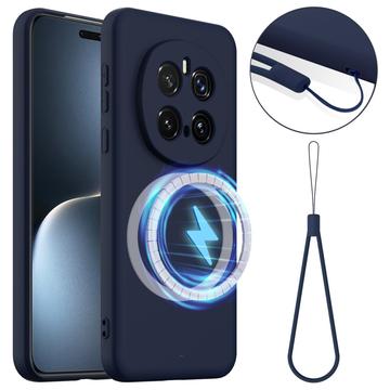 Capa de silicone líquido para Honor Magic7 Pro - Compatível com MagSafe - Azul Escuro